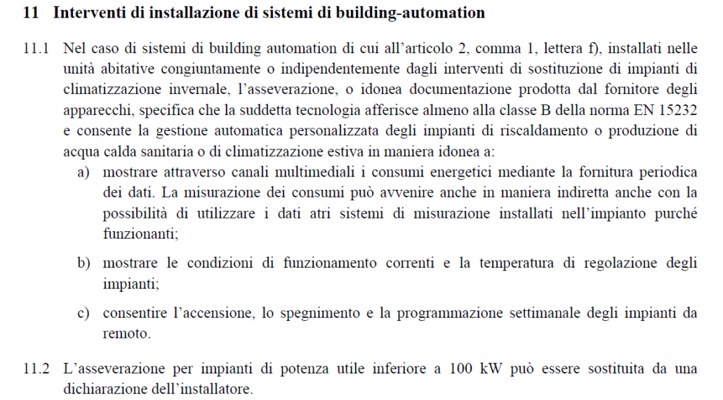 superbonus building automation decreto requisiti