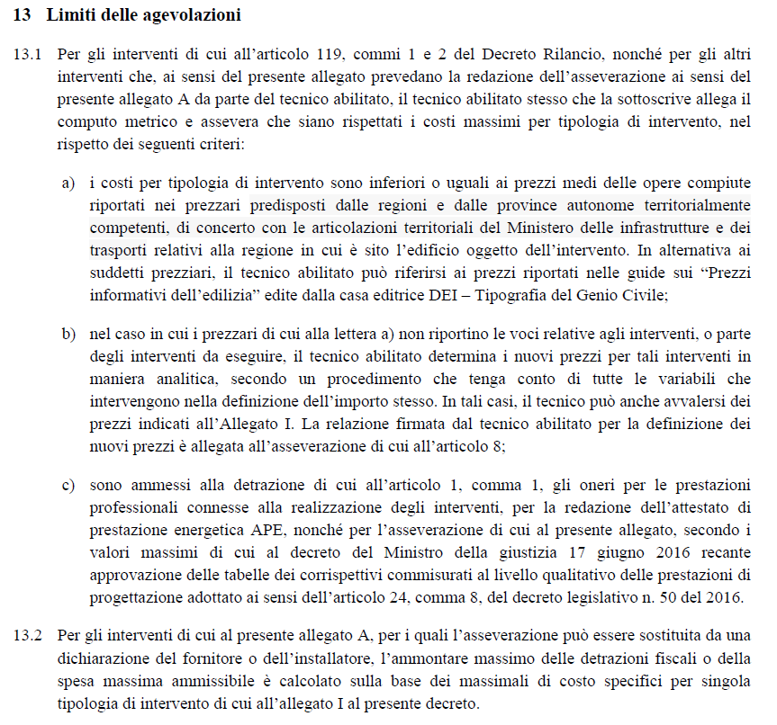 Allegato I Superbonus 110% 5 superbonus 110 massimali costo allegato a