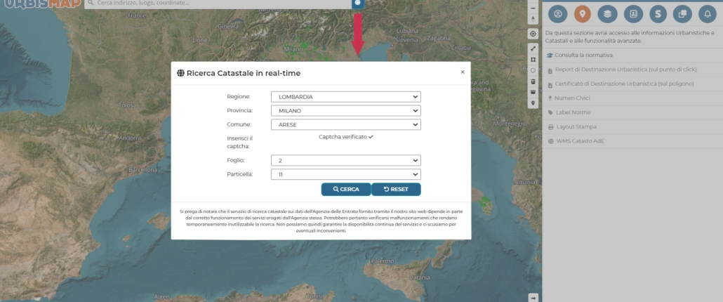 urbismap premium ricerca catastale