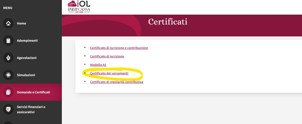 Come Richiedere la Certificazione dei Contributi Versati Inarcassa 13 certificazione contributi versati ad inarcassa come richiederla e dove trovarla - 3 certificato dei versamenti inarcassa